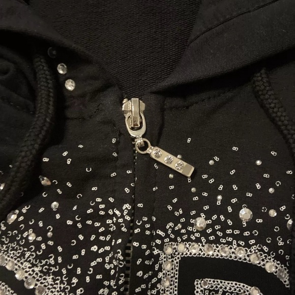 Vintage Y2K BCBG Rhinestone Logo Hooded Track Jacket Size- M - Picture 4 of 7